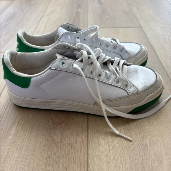 Adidas White and Green Rod Laver Shoes - Picture 5 of 6